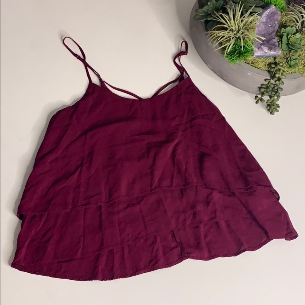 Forever 21 tiered merlot free flow tank top Sz small wine country